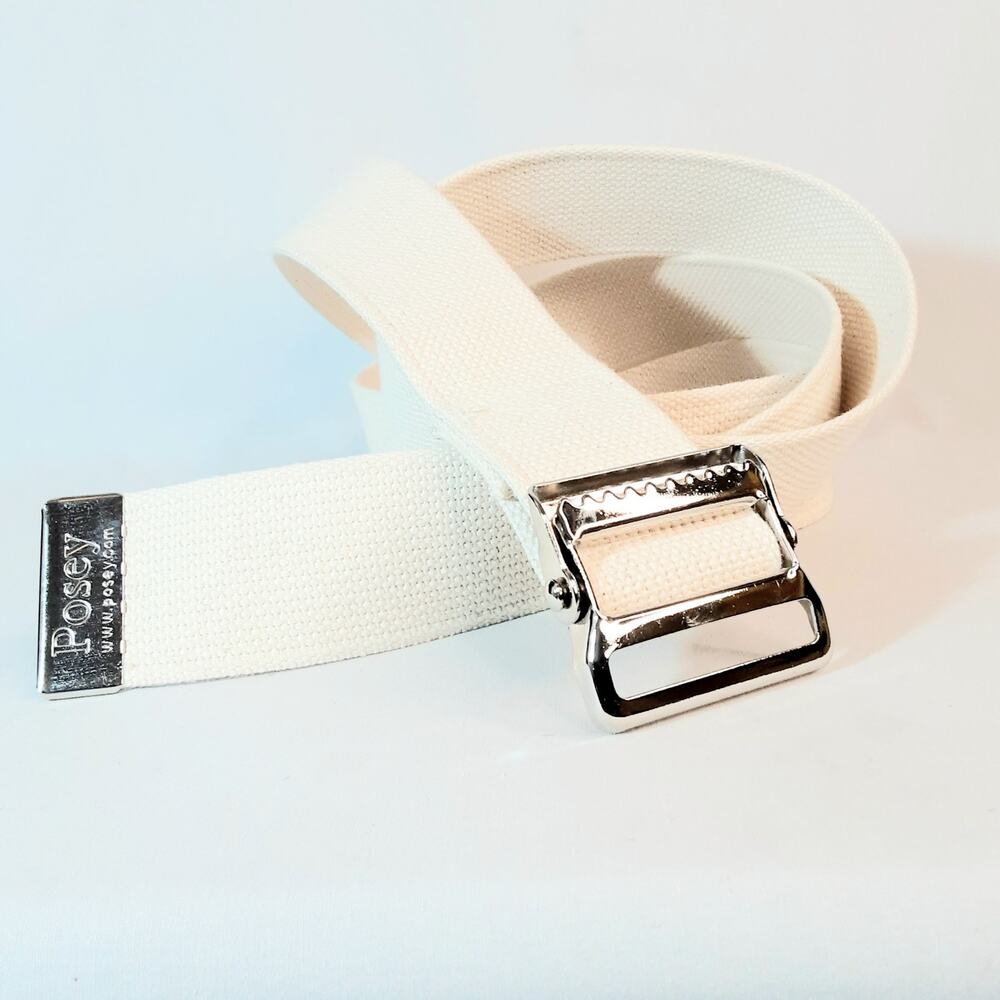 💎Posey Off White Sturdy Canvas Gait Transfer Belt 72 Inches Sliding Rachet Buckl